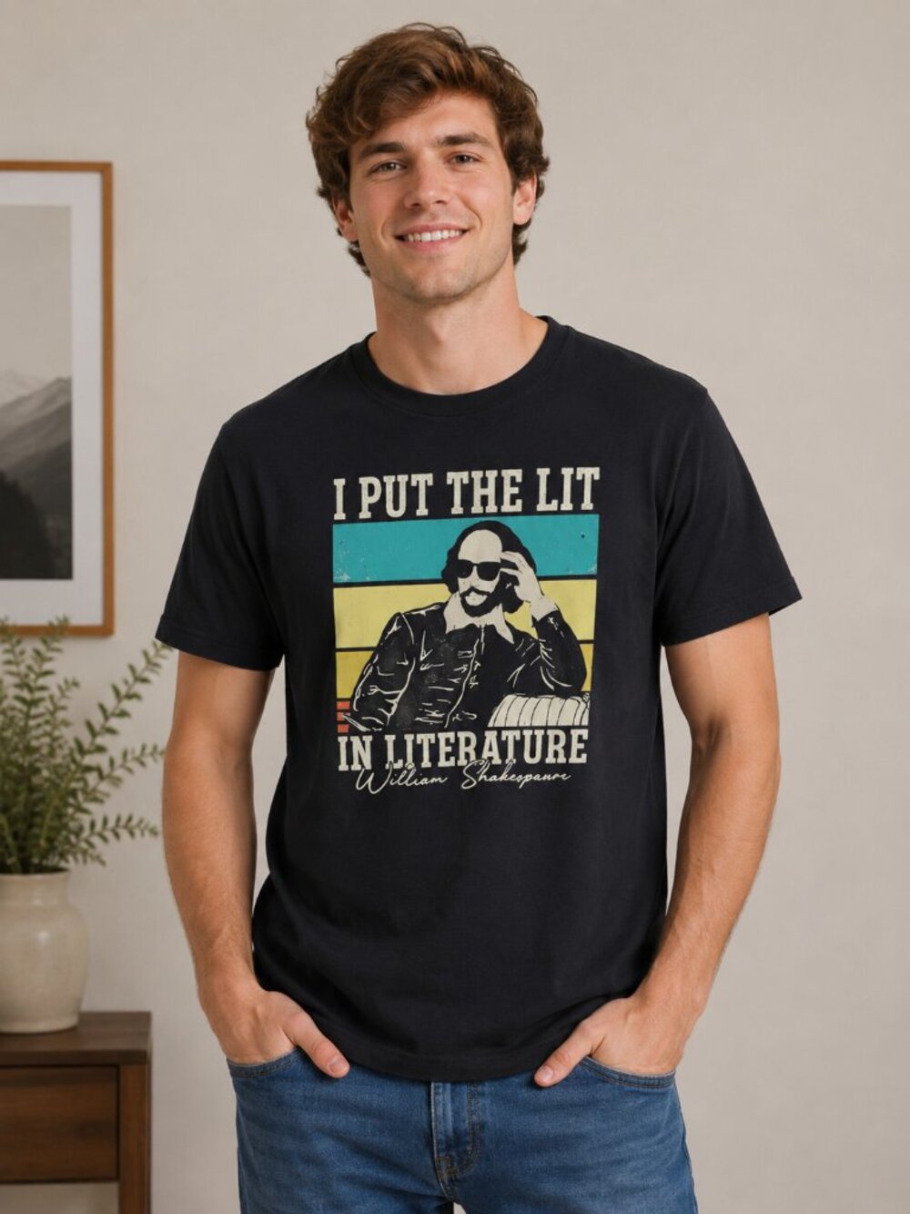 William Shakespeare "I Put the Lit in Literature" Graphic T-Shirt Men's Large Fu